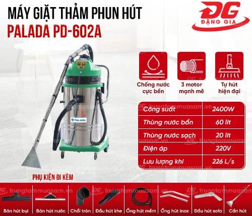 Máy giặt thảm phun hút Palada PD-602A 2