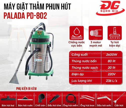 Máy giặt thảm phun hút Palada PD-802 2