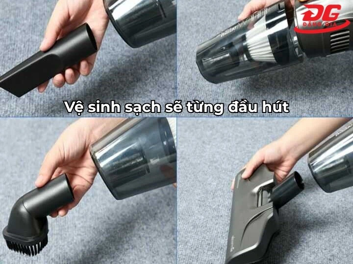 Cách vệ sinh máy hút bụi Deerma bằng cash làm sạch đầu hút