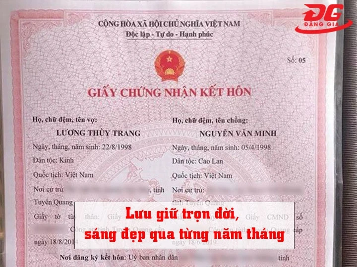 ép plastic giấy đăng ký kết hôn lưu giữ trọn đời