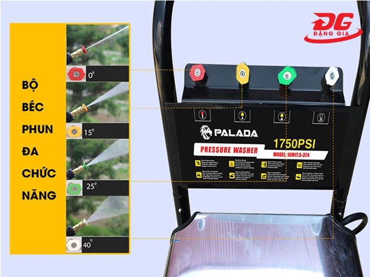 Máy xịt rửa xe cao áp Palada 18M17.5-3T4 phun rửa đa hướng