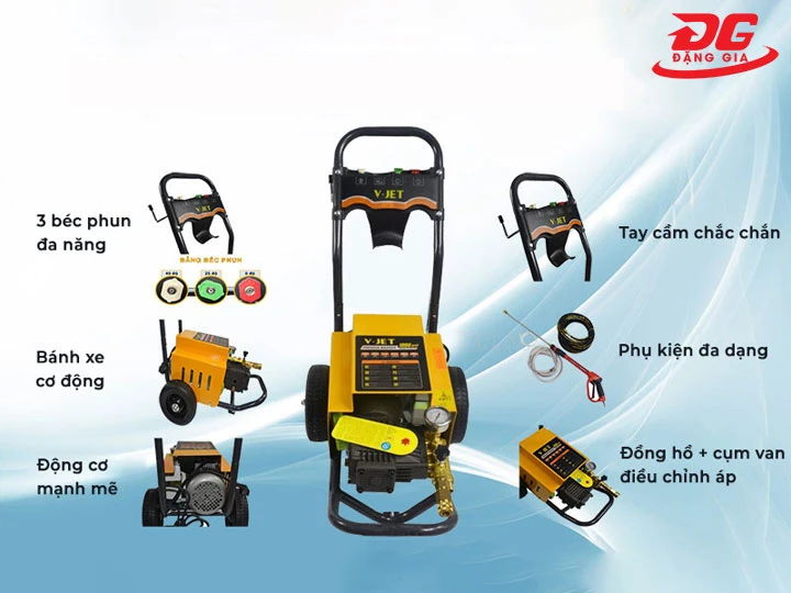 cấu tạo Máy rửa xe tải V-JET VJ 70/2.2