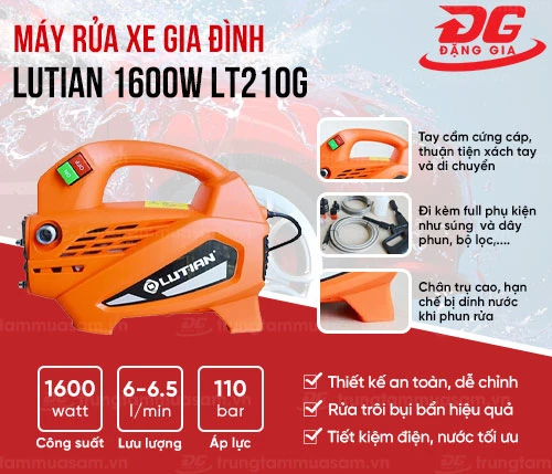 Máy rửa xe gia đình Lutian 1600W LT210G 2