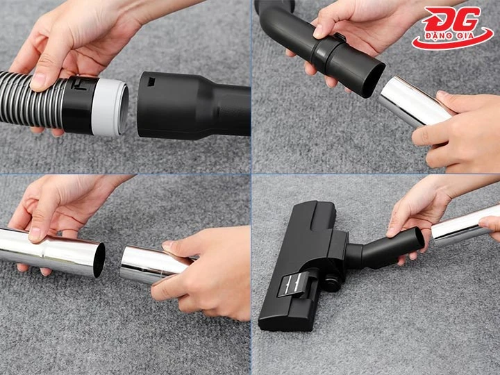 lắp đặt phụ kiện của máy hút bụi Panasonic