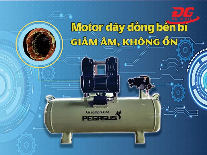  Máy nén khí mini không dầu Pegasus TM-OF1500-70L bền bỉ