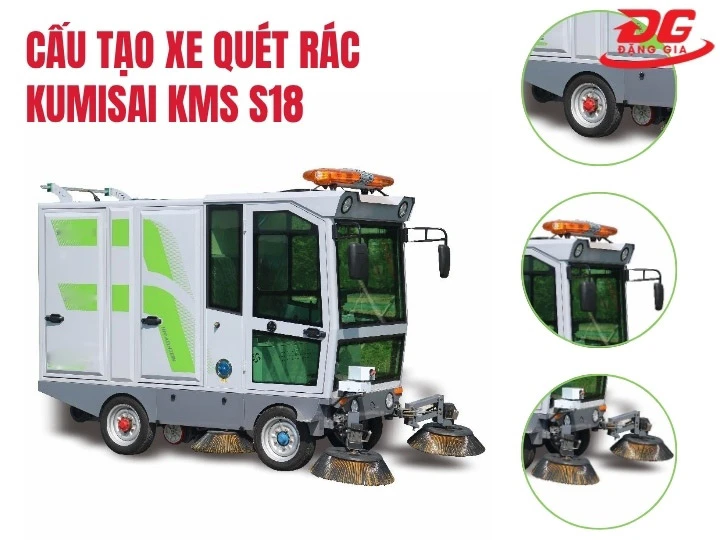 cấu tạo của xe quét rác ngồi lái Kumisai KMS S18