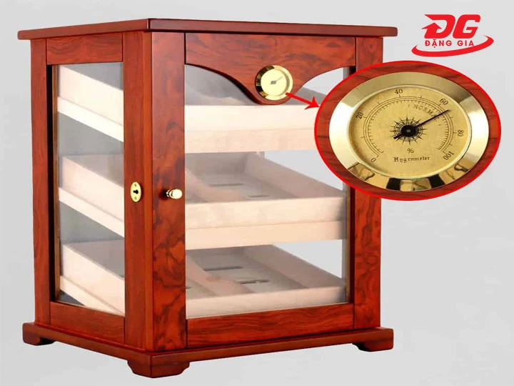 Tủ giữ ẩm xì gà bằng gỗ tuyết tùng HC10 100 điếu