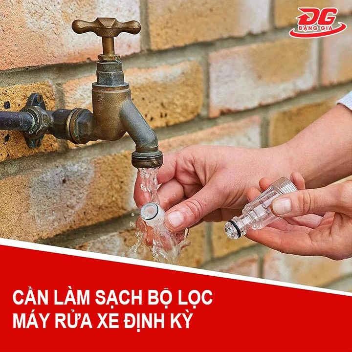 làm sạch bộ lọc máy rửa xe định kỳ