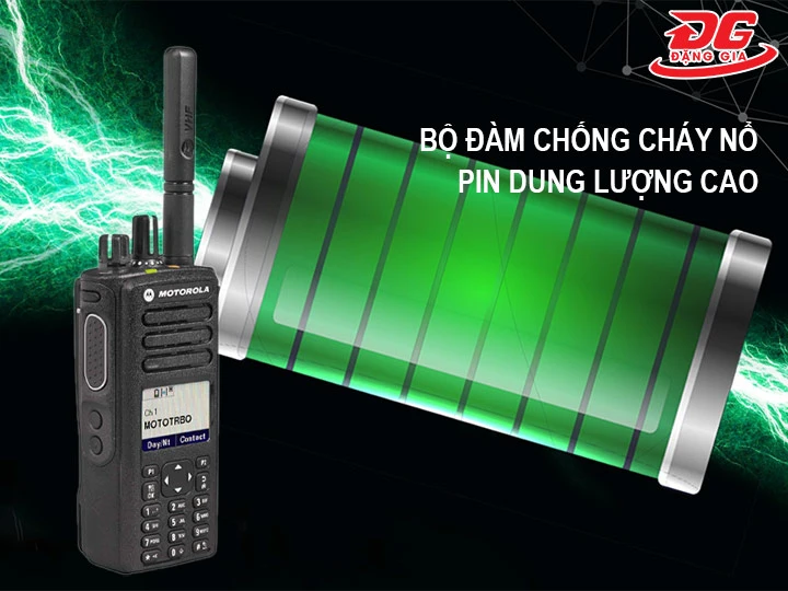 dung lượng pin của bộ đàm chống cháy nổ lớn