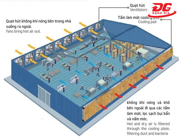 Cách bố trí hệ thống làm mát nhà xưởng