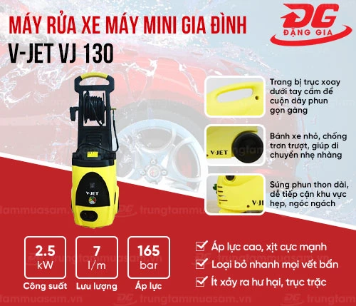 Máy rửa xe máy mini gia đình V-JET VJ 130 2