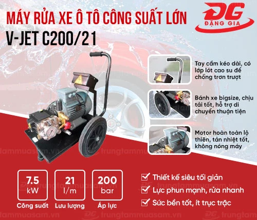 Máy rửa xe ô tô công suất lớn áp lực cao V-Jet C200/21 2