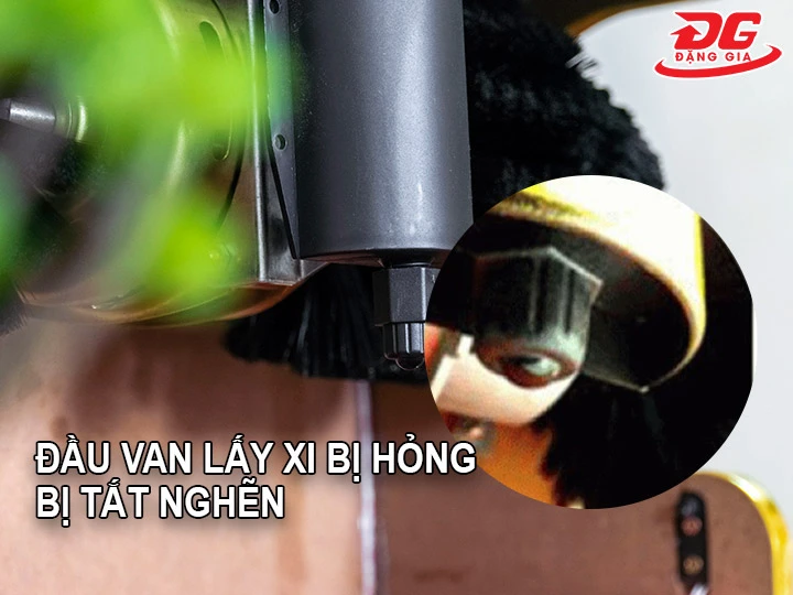 Đầu van lấy xi bị hỏng