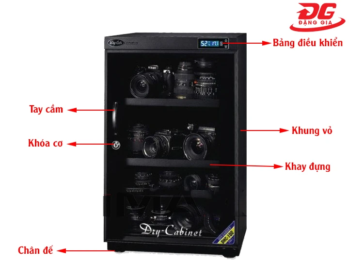 Cấu tạo cơ bản tủ chống ẩm Dry-Cabi DHC 100 (100 lít)