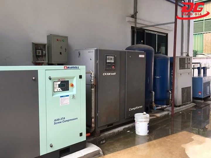 lắp đặt máy nén khí trục vít 55kW