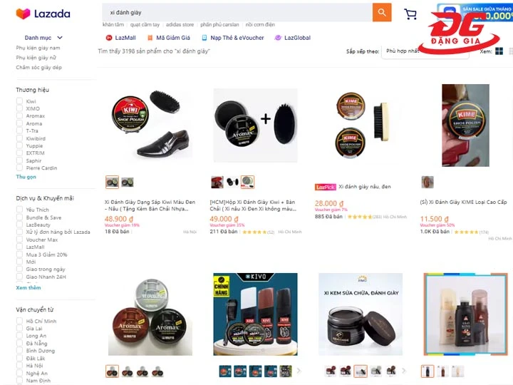 Mua xi đánh giày tại lazada