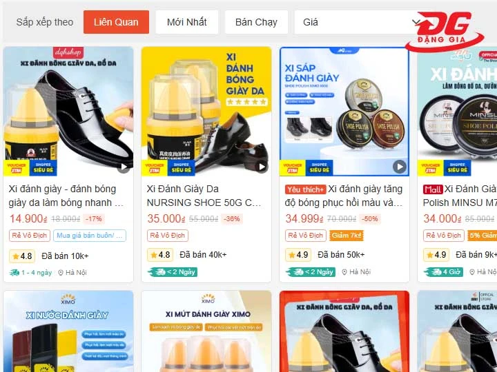 mua xi đánh giày tại Sàn thương mại điện tử