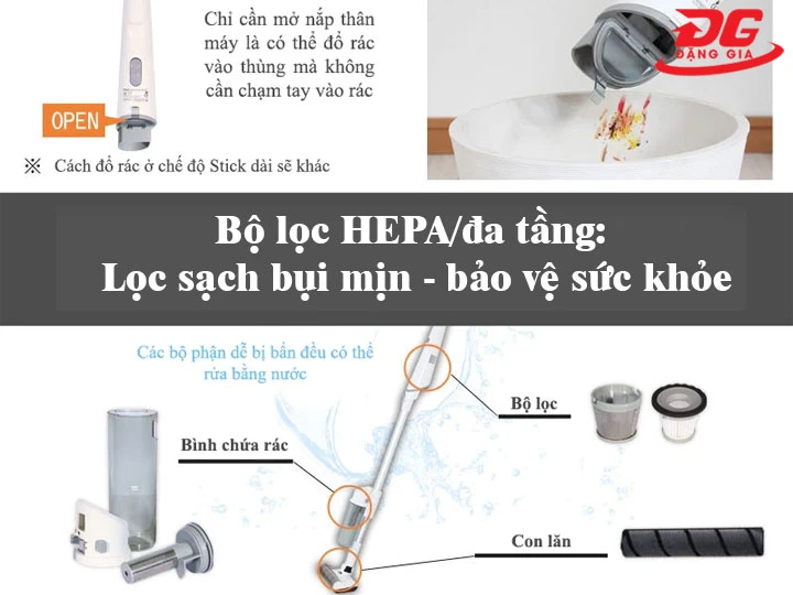 Máy hút bụi Qrachic có Bộ lọc HEPA đa tầng