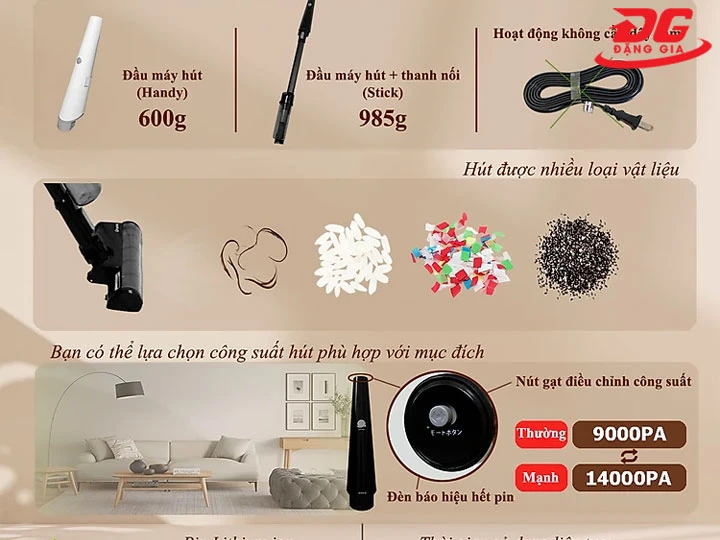 Máy hút bụi Qrachic có Lực hút mạnh