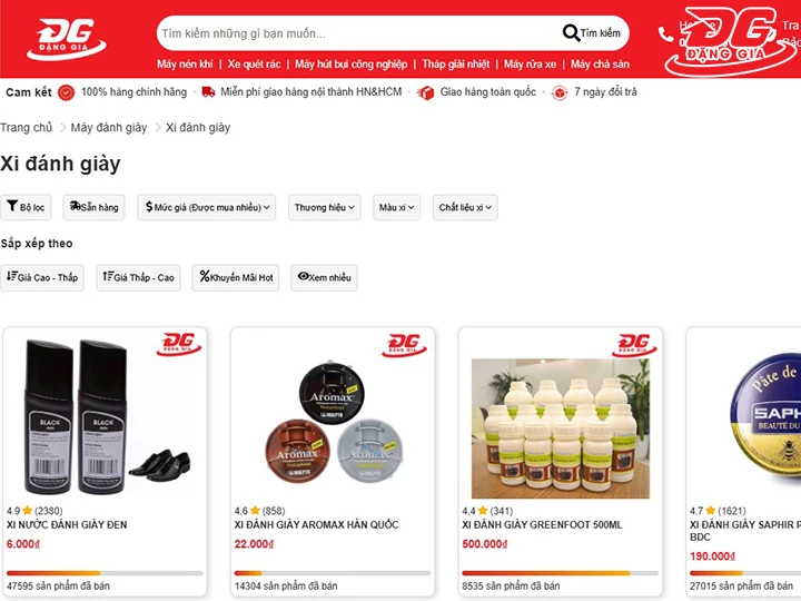 tìm kiếm mua xi đánh giày tăng mạnh