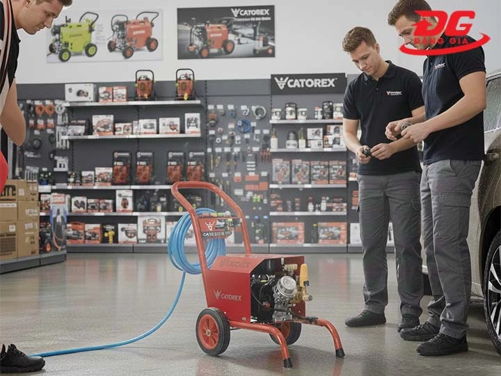 vận hành máy bơm rửa xe Catorex