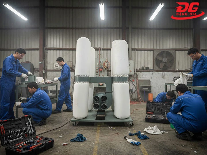 Tắt máy khi bảo trì máy hút bụi 4 túi vải