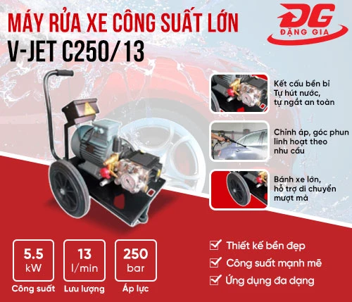 Máy xịt rửa xe ô tô công suất lớn V-jet C250/13 2