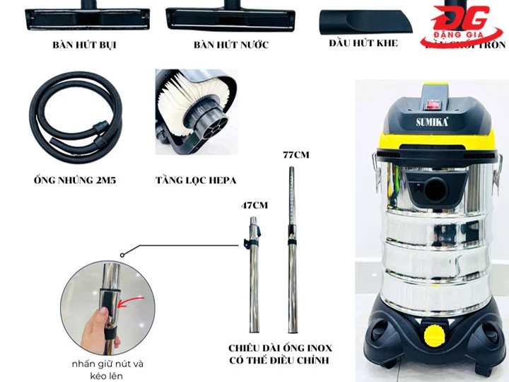 phụ kiện đi kèm Máy hút bụi công nghiệp 1800W