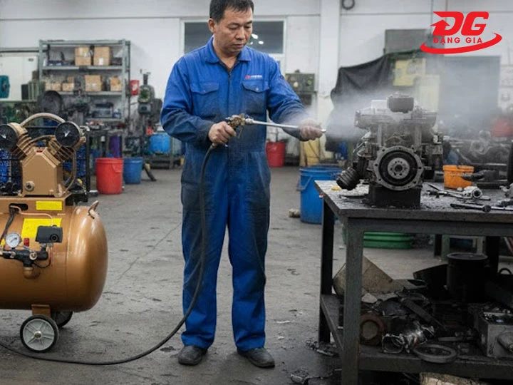 Dùng máy nén khí Pegasus TM-V-0.25/8x2-230L