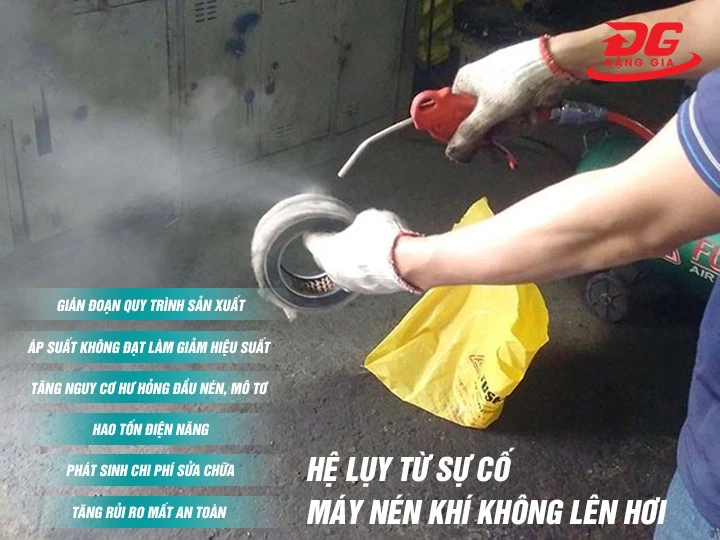hệ lụy từ máy nén khí không lên hơi