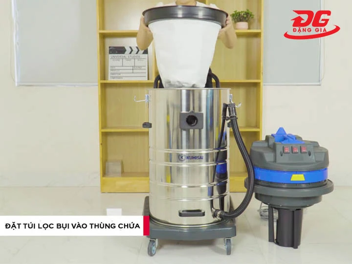 lắp túi lọc máy hút bụi 70L-80L