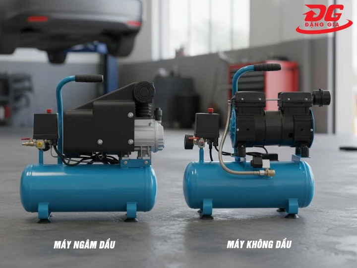 Máy nén khí mini cầm tay không dầu - có dầu