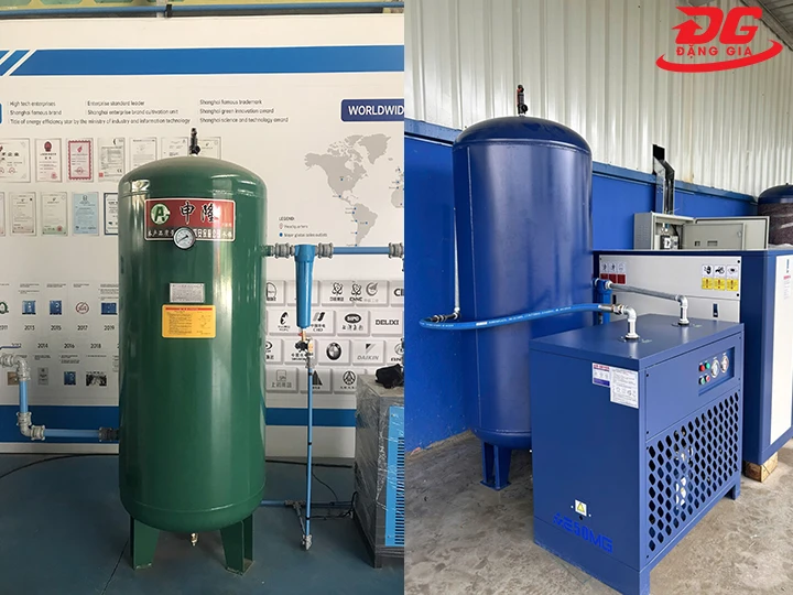 Bình chứa khí đặt sau máy sấy khí và bộ lọc