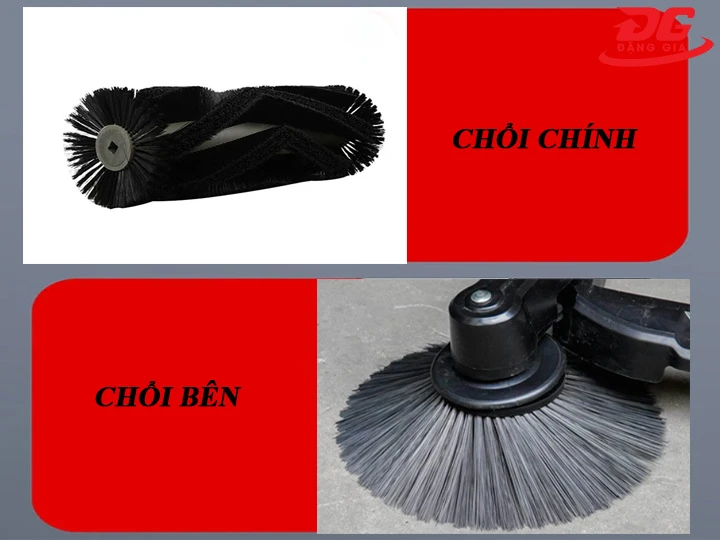Phân biệt chổi chính với chổi bên xe quét rác Kumisai KMS 1350E