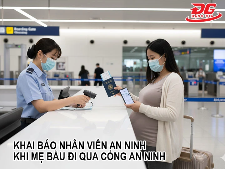 mẹ bầu khai báo với nhân viên an ninh