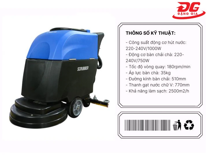 Máy chà sàn liên hợp Clepro C50E: Chà sạch sâu, hút khô tức thì