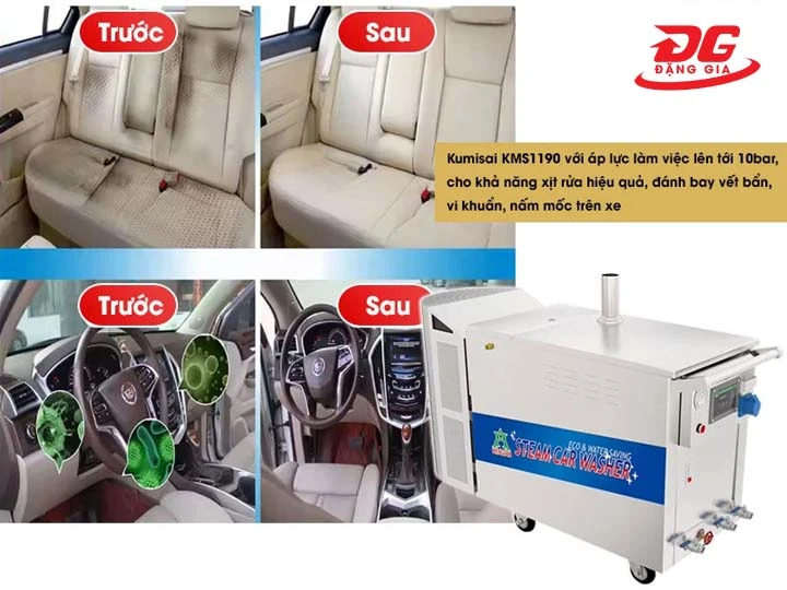 Máy rửa xe hơi nước nóng Kumisai KMS1190 áp lực khỏe