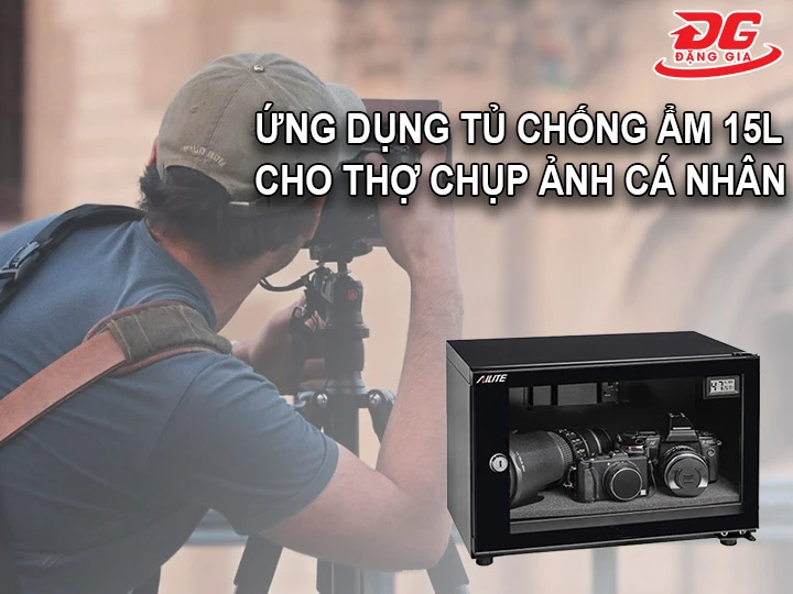 thợ chụp ảnh cá nhân sử dụng tủ chống ẩm 15L