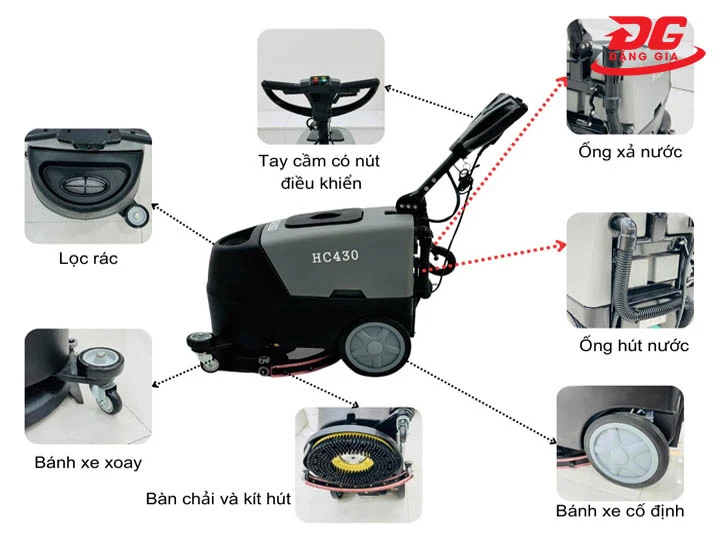 cấu tạo máy chà sàn HiClean HC430