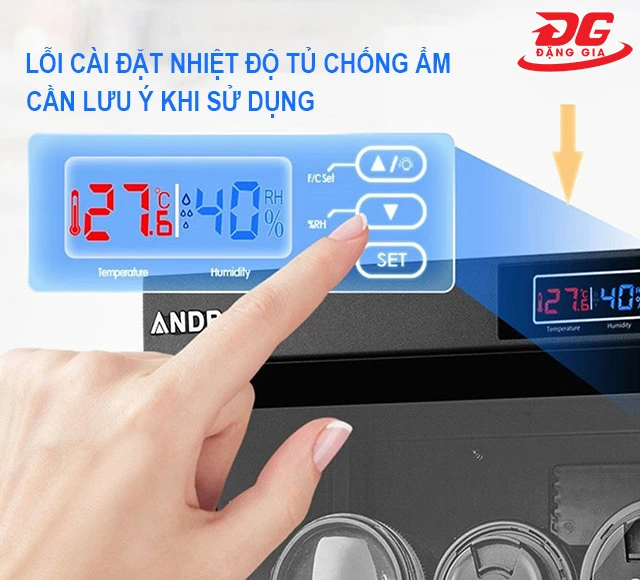 lỗi cài đặt Nhiệt độ tủ chống ẩm
