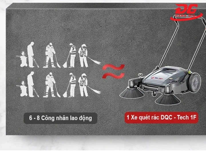Xe quét rác đẩy tay DQC - Tech 1F Quét rác hiệu quả, tiết kiệm thời gian