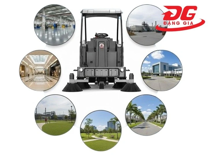 Ứng dụng của xe quét rác ngồi lái DQC - Tech 8F