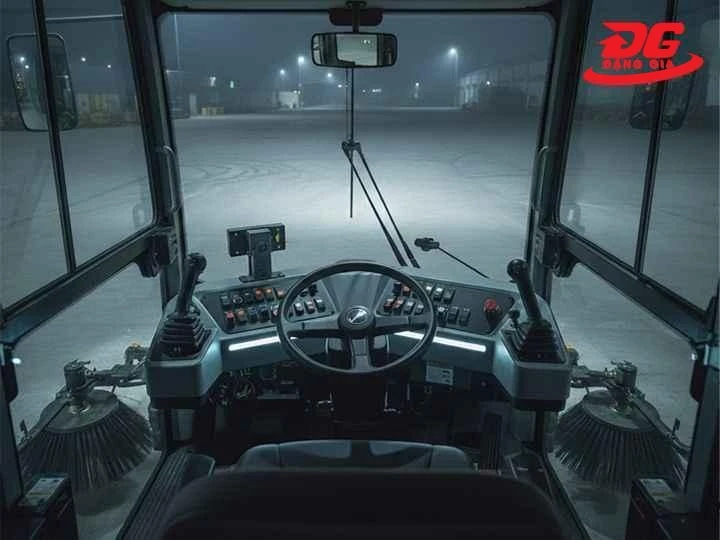 Xe quét rác ngồi lái DQC - Tech 13F được trang bị hệ thống đèn