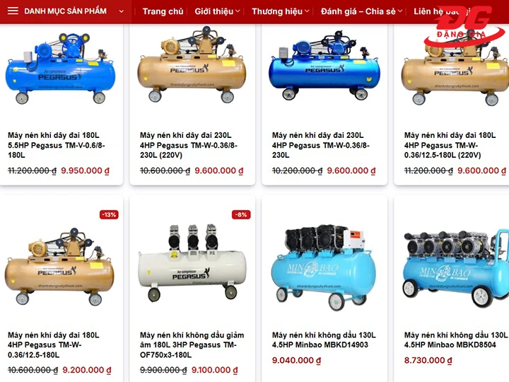 nhiều loại máy nén khí để khách hàng lựa chọn