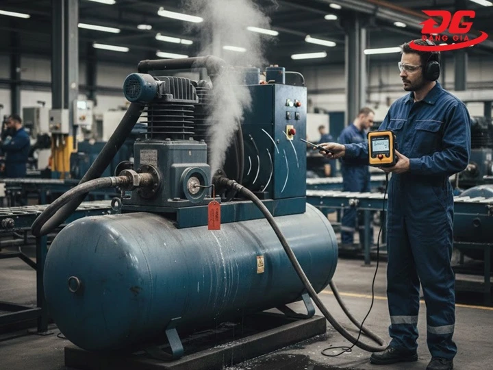 Máy nén khí bị xì hơi