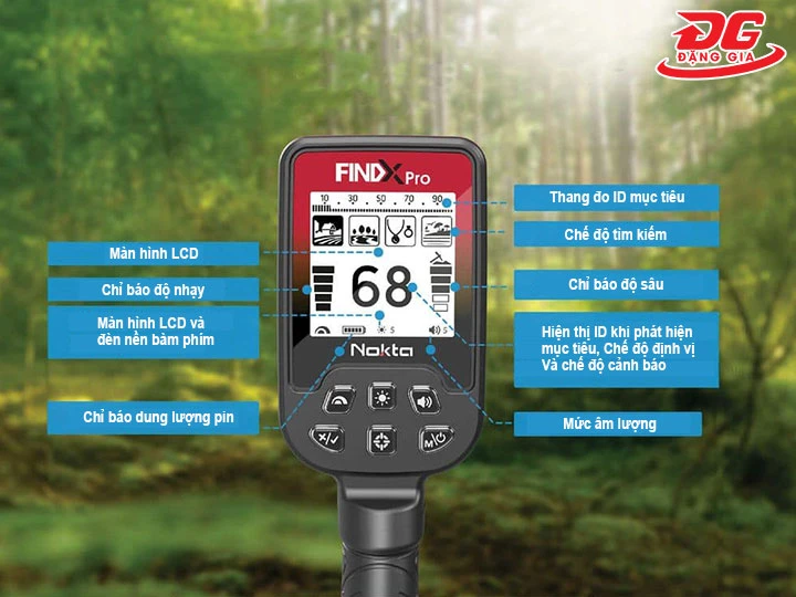 màn hình bảng điều khiển của Nokta FindX Pro