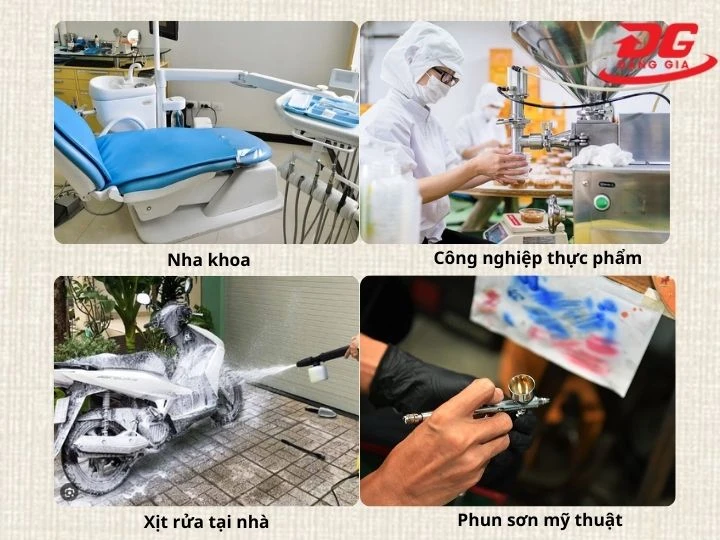 Ứng dụng thực tế của đầu nén khí không dầu Wing OF550