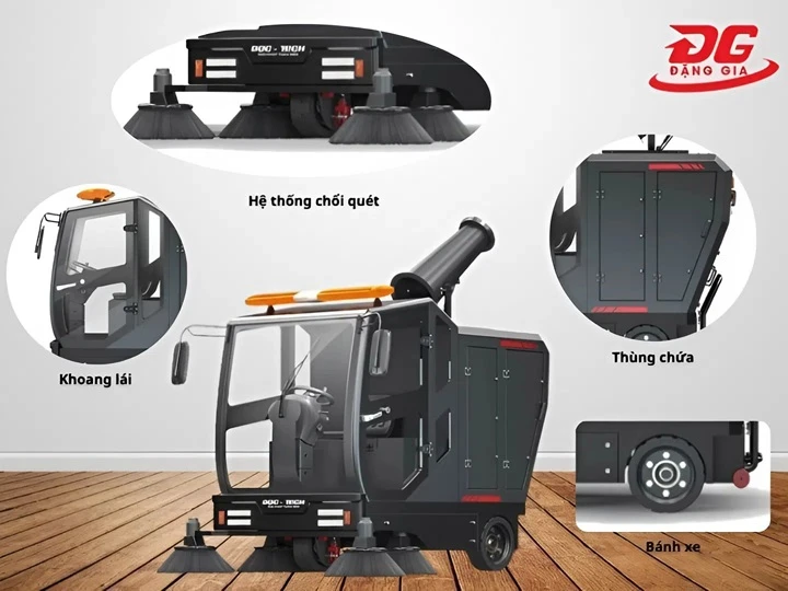 Cấu tạo của xe quét rác DQC - Tech 15F
