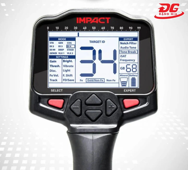 bảng điều khiển của máy dò kim loại Nokta Impact