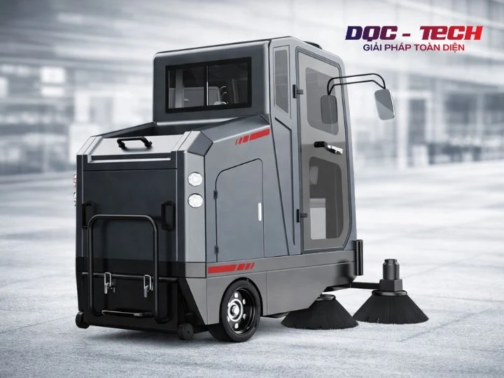 xe quét rác ngồi lái DQC - Tech 10F có thùng rác lớn